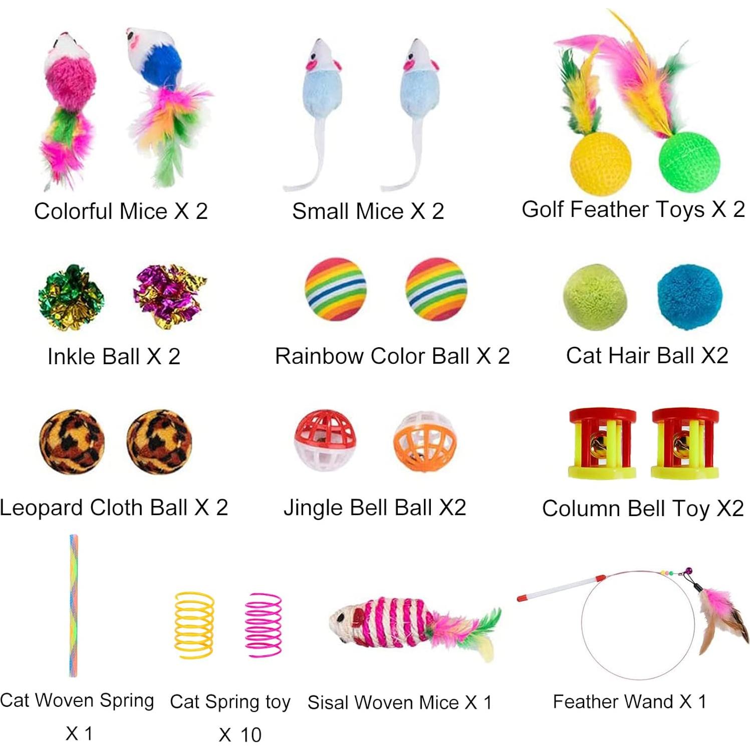 Kit de Juguetes para Gatos ISMARTEN 32 Piezas con Túnel