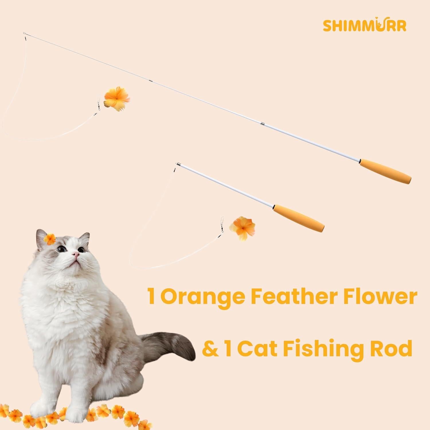 Varita Retráctil para Gatos SHIMMURR con Flor de Pluma Naranja