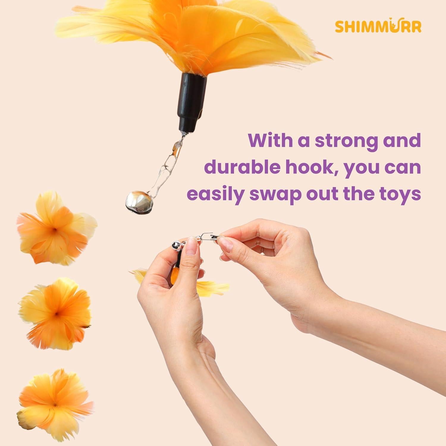 Varita Retráctil para Gatos SHIMMURR con Flor de Pluma Naranja