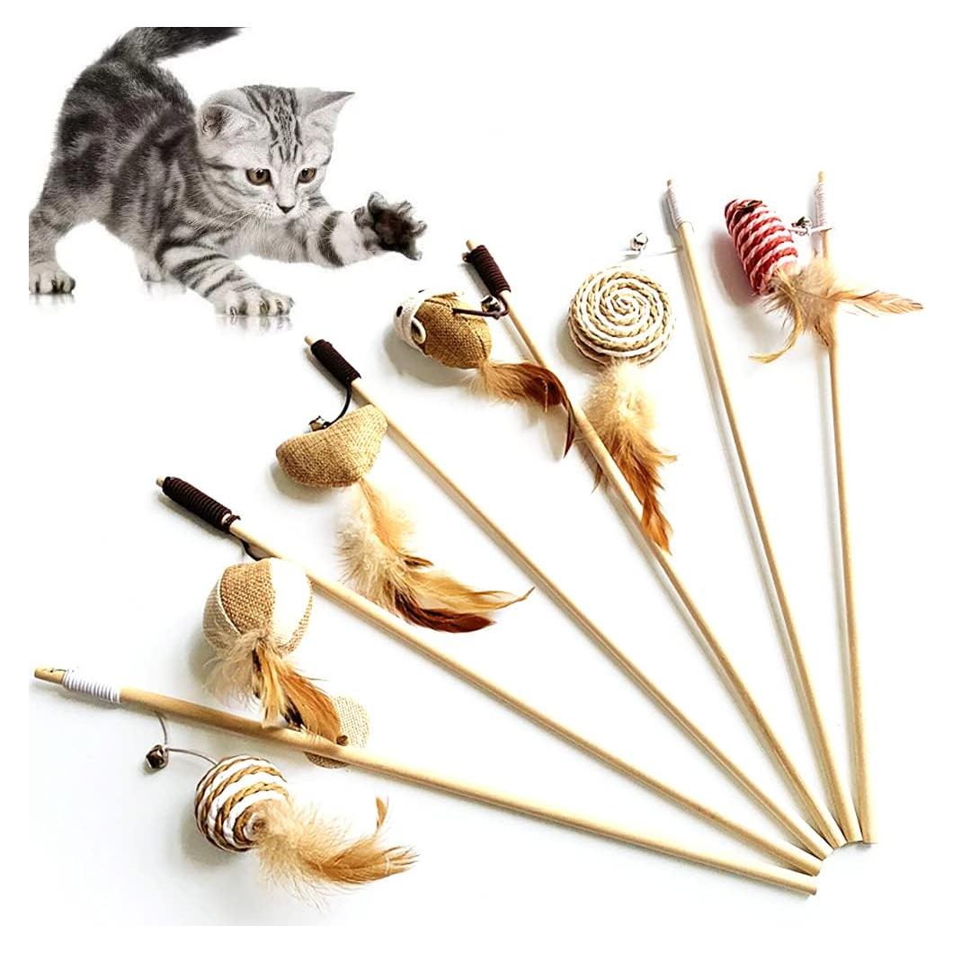 Juguete Interactivo para Gatos Artshu Varita de Madera 40cm