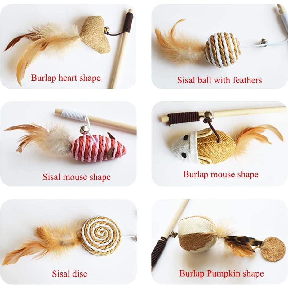 Juguete Interactivo para Gatos Artshu Varita de Madera 40cm