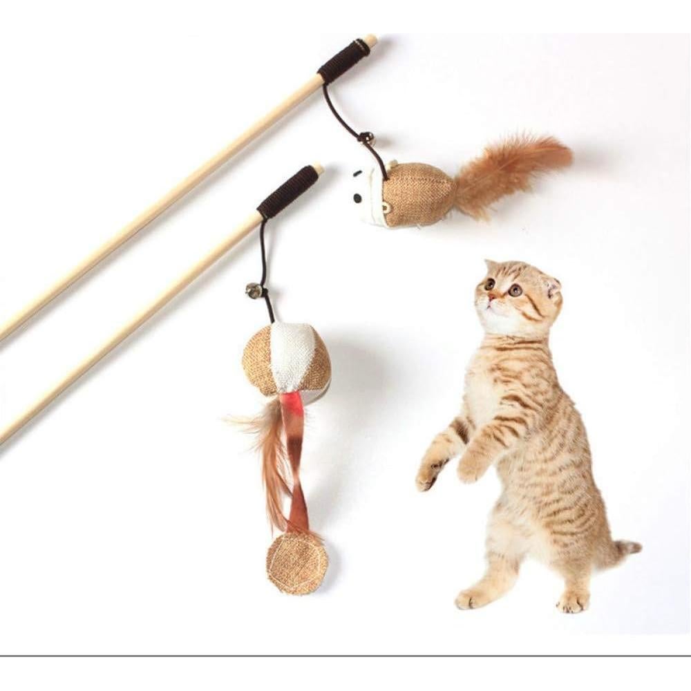 Juguete Interactivo para Gatos Artshu Varita de Madera 40cm