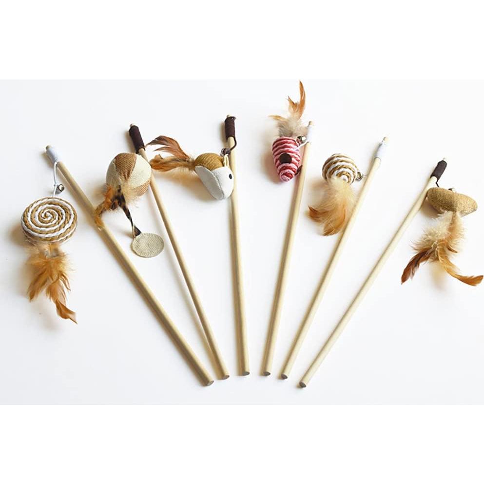 Juguete Interactivo para Gatos Artshu Varita de Madera 40cm