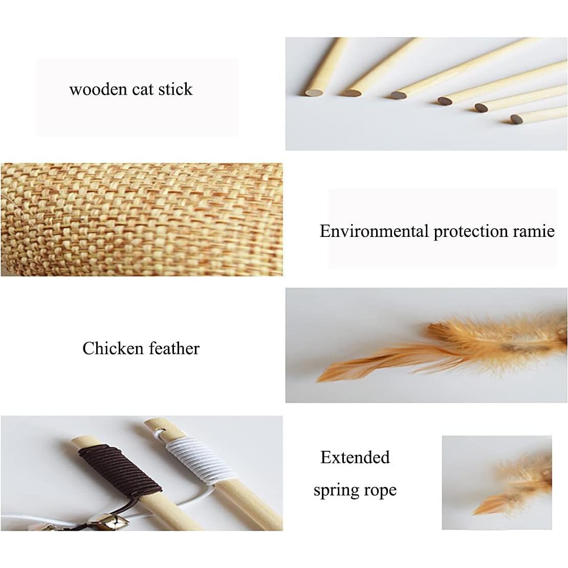 Juguete Interactivo para Gatos Artshu Varita de Madera 40cm