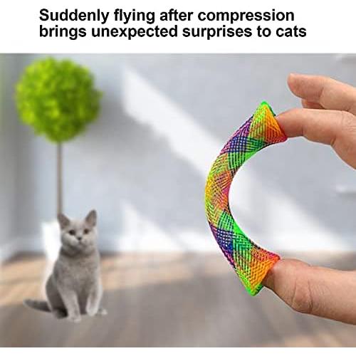 3Pcs Pet Springs Cat Toy Cat Spring Sticks Folding Bouncing Colorful Spring Cat Toy with Bell and Catnip Cat Tube Spring Toy Colorful Cat Plastic Coil