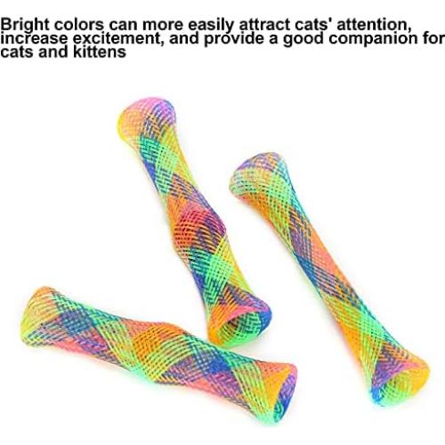 3Pcs Pet Springs Cat Toy Cat Spring Sticks Folding Bouncing Colorful Spring Cat Toy with Bell and Catnip Cat Tube Spring Toy Colorful Cat Plastic Coil