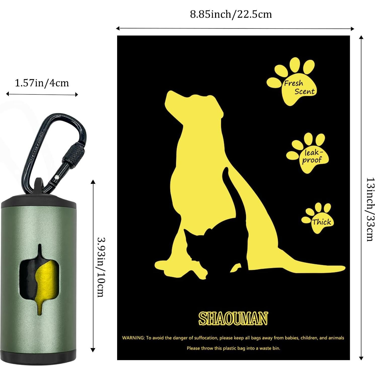 Soporte de Bolsa de Excremento de Perro SHAOMAN 2-Pack Verde