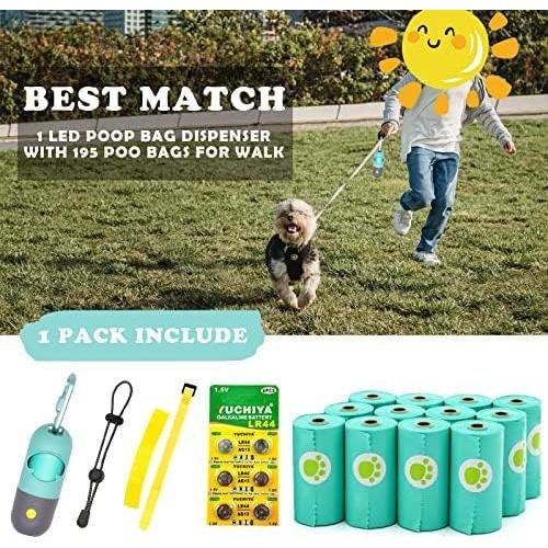 Dispensador de bolsas para excremento de perro YUCHIYA con linterna LED