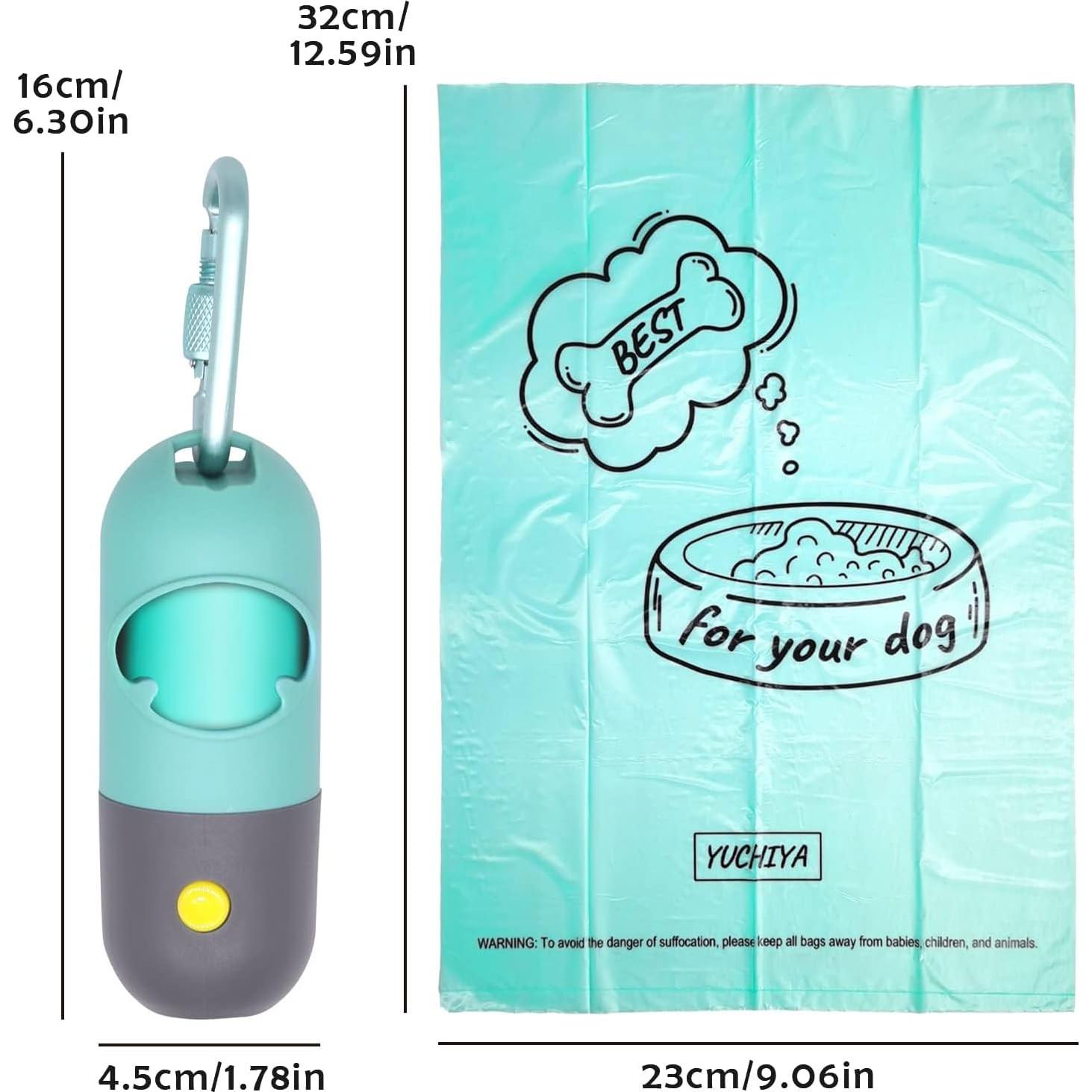 Dispensador de bolsas para excremento de perro YUCHIYA con linterna LED