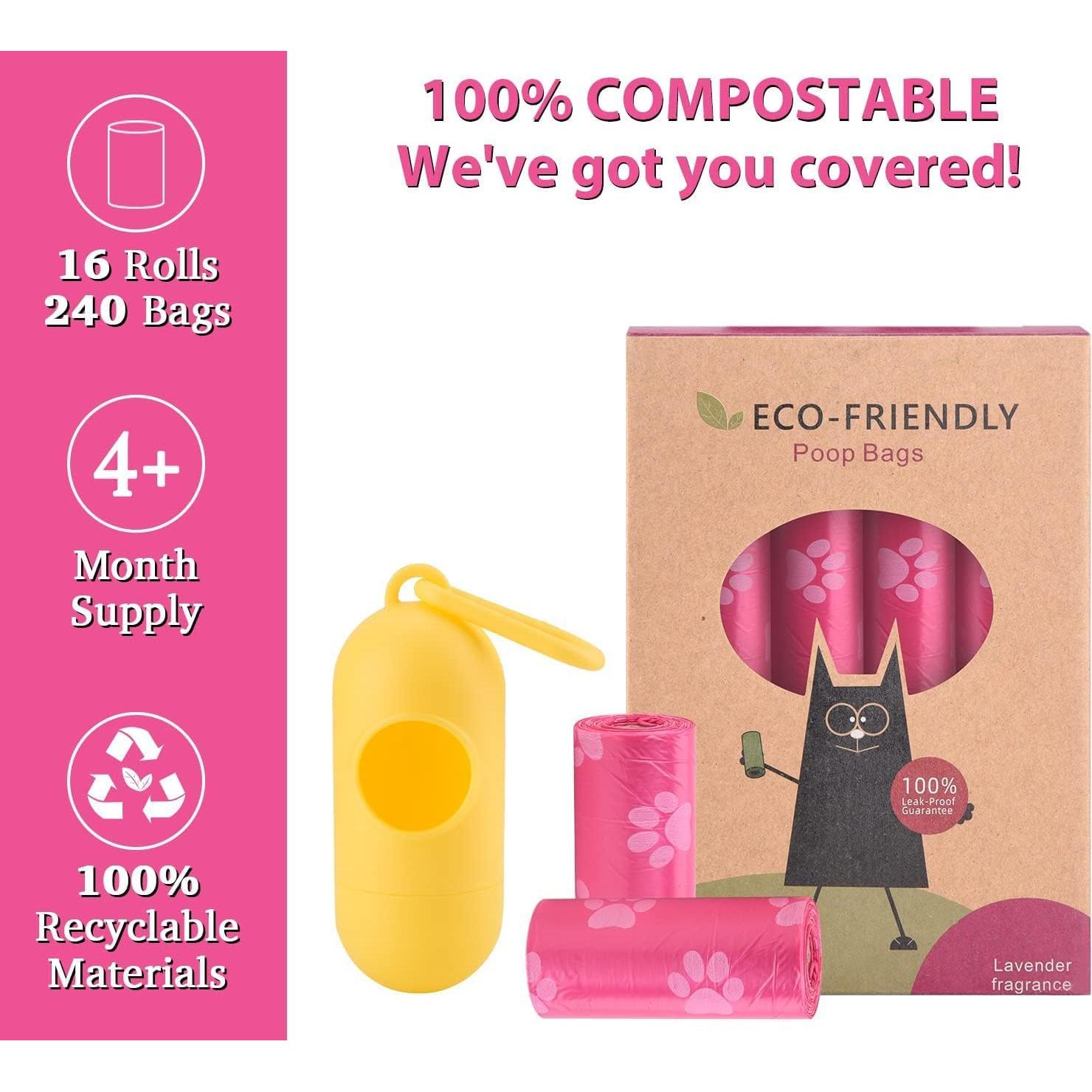 Bolsas de Poo Biodegradables WDFAACK Rosa 240 Unidades 23x33 cm