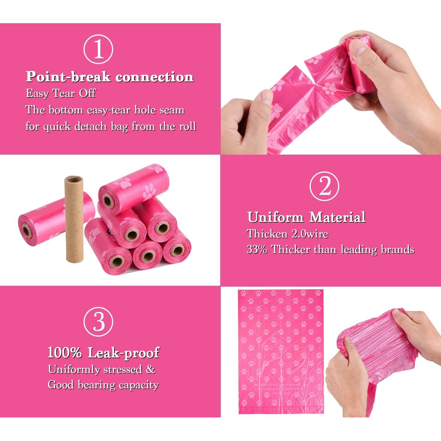 Bolsas de Poo Biodegradables WDFAACK Rosa 240 Unidades 23x33 cm