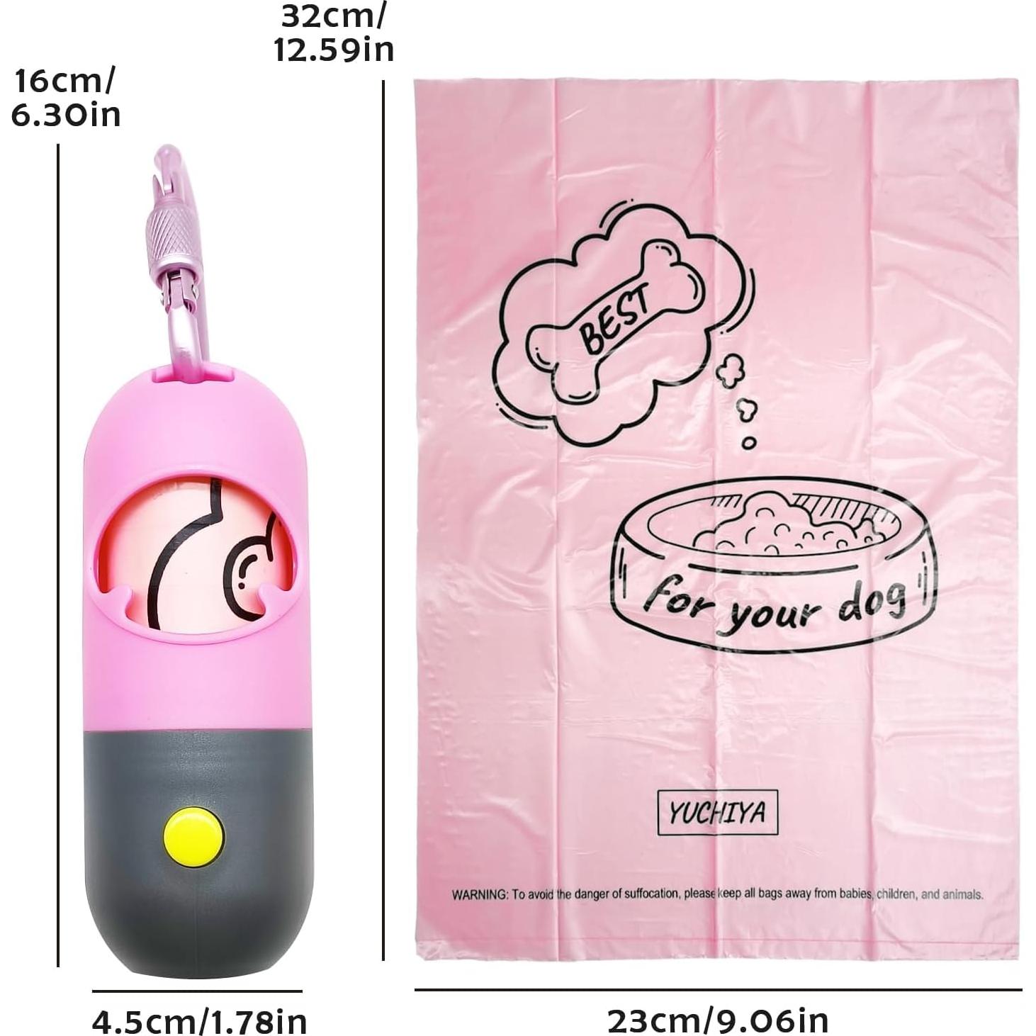 Dispensador de bolsas de caca para perro YUCHIYA con linterna LED