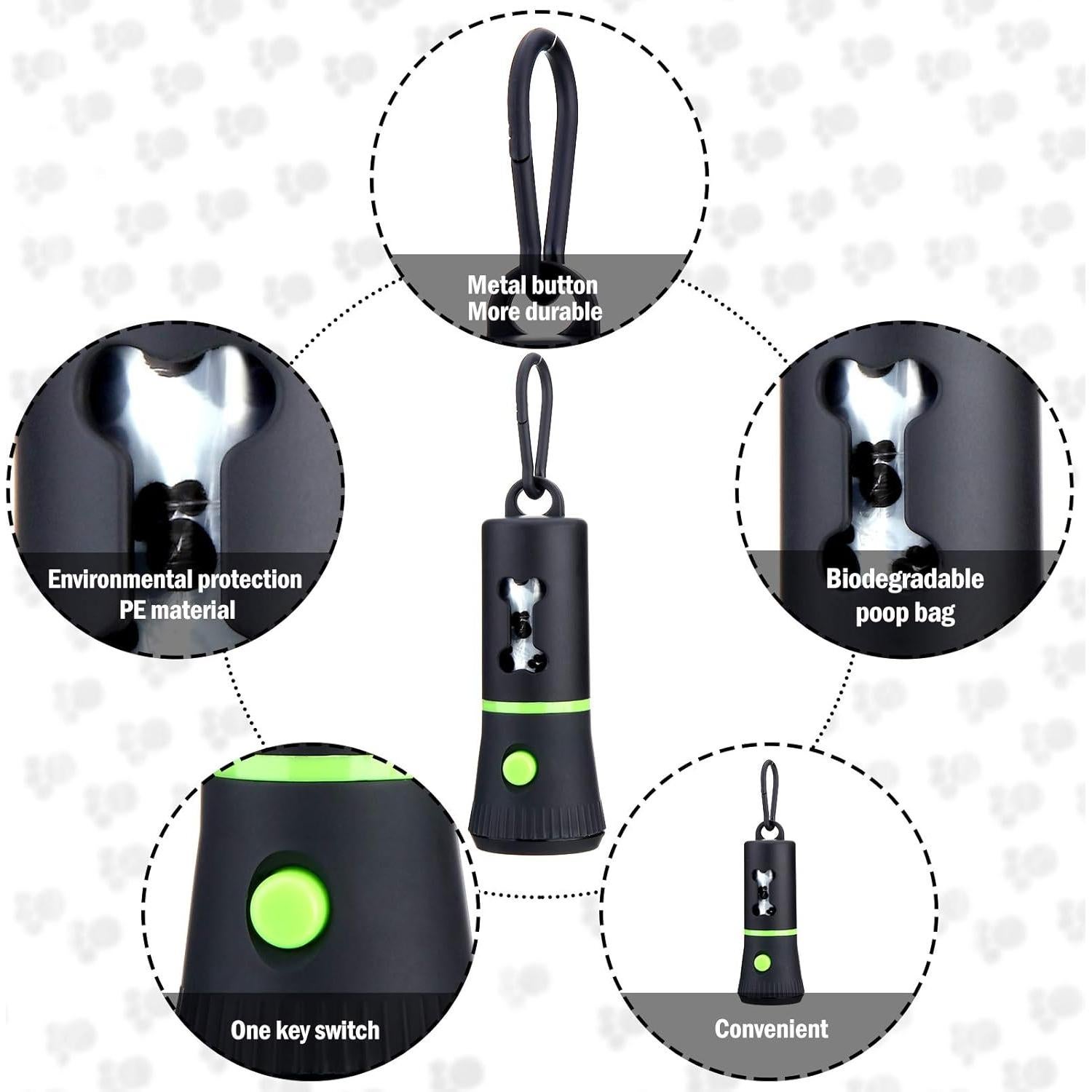 Dispensador de Bolsas de Excremento de Perro Mudder con Linterna LED - 2 Piezas