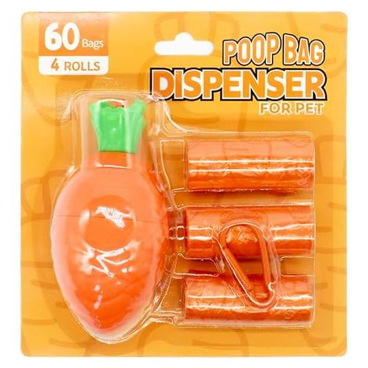 Dispensador de bolsas para desechos de perro AMOMI PET zanahoria
