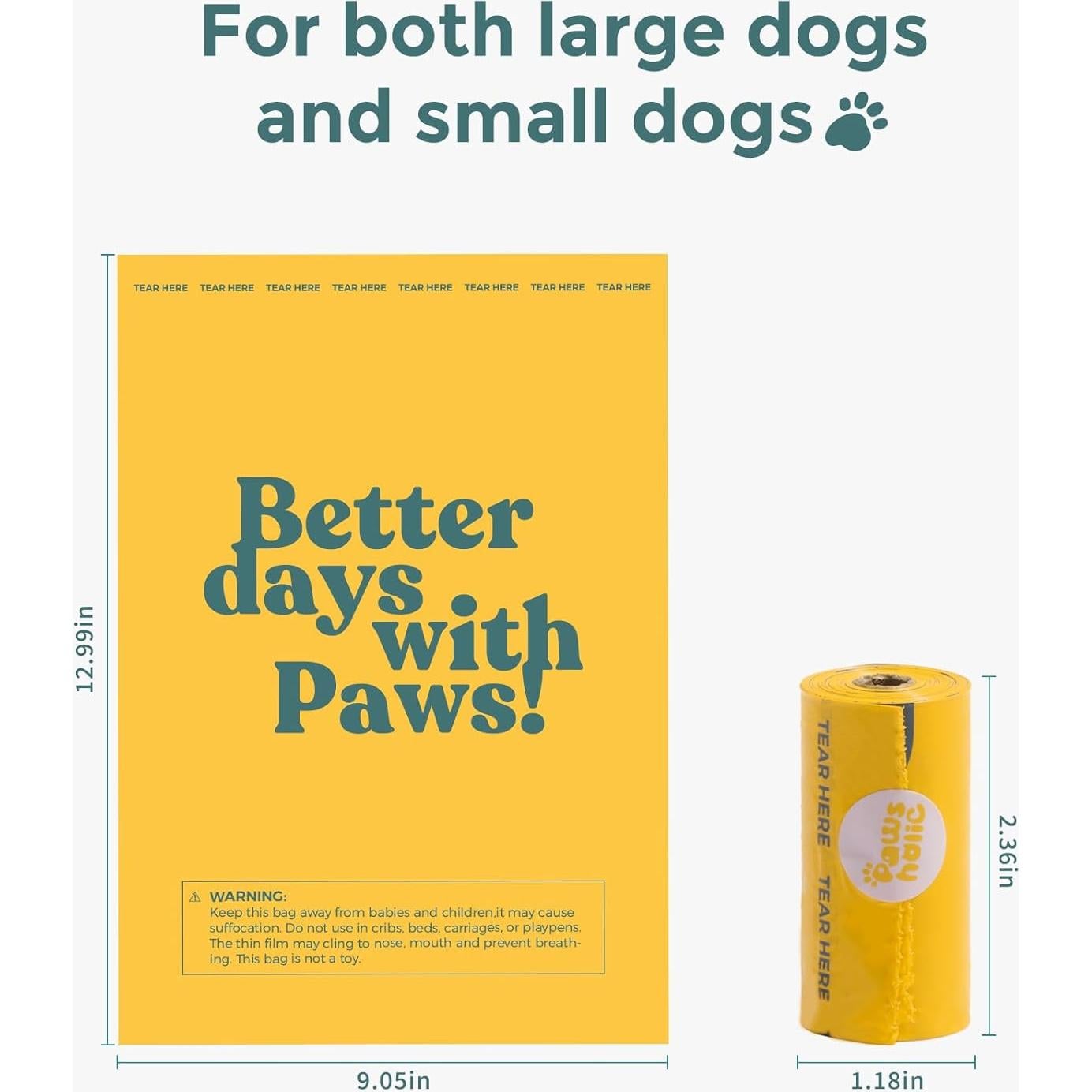 Bolsas de Excremento de Perro PAWSHOLIC Biodegradables 270 Unidades