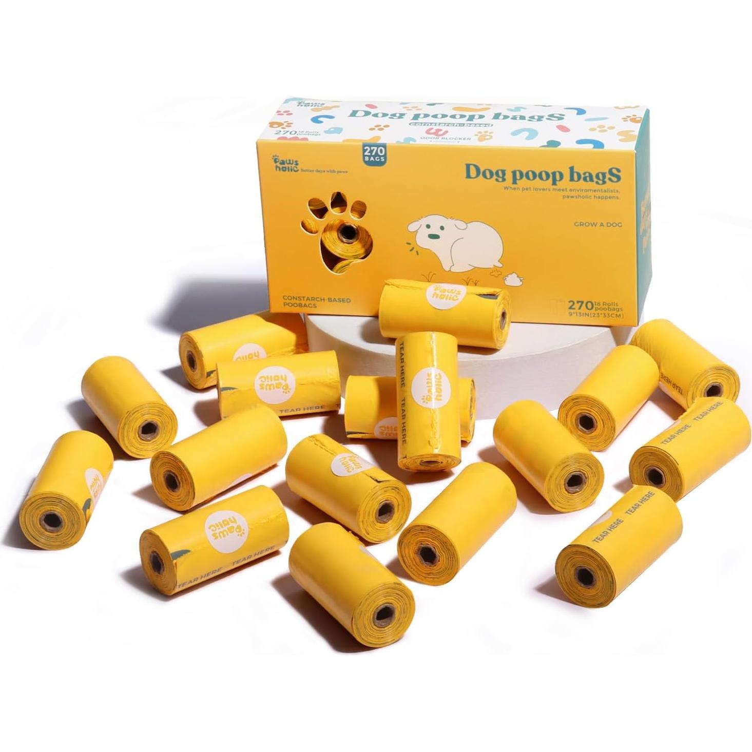 Bolsas de Excremento de Perro PAWSHOLIC Biodegradables 270 Unidades