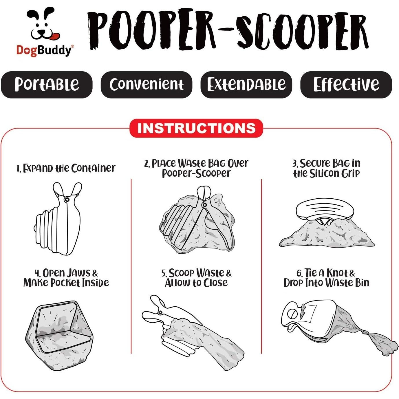 Recogedor de Excremento DogBuddy Mediano Rosa con Accesorios