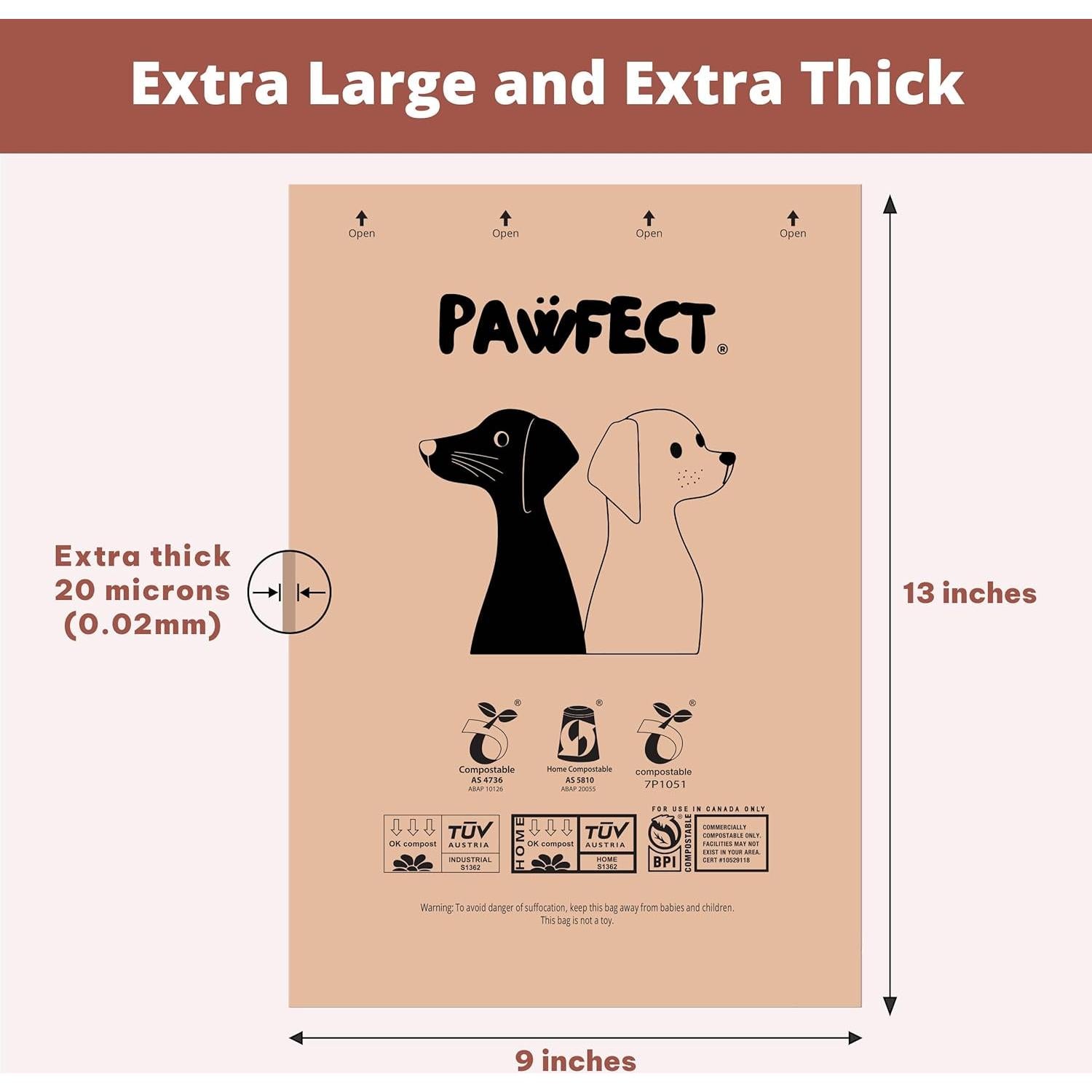 Bolsas de Poop Biodegradables Pawfect - 240 Cuentas Grandes