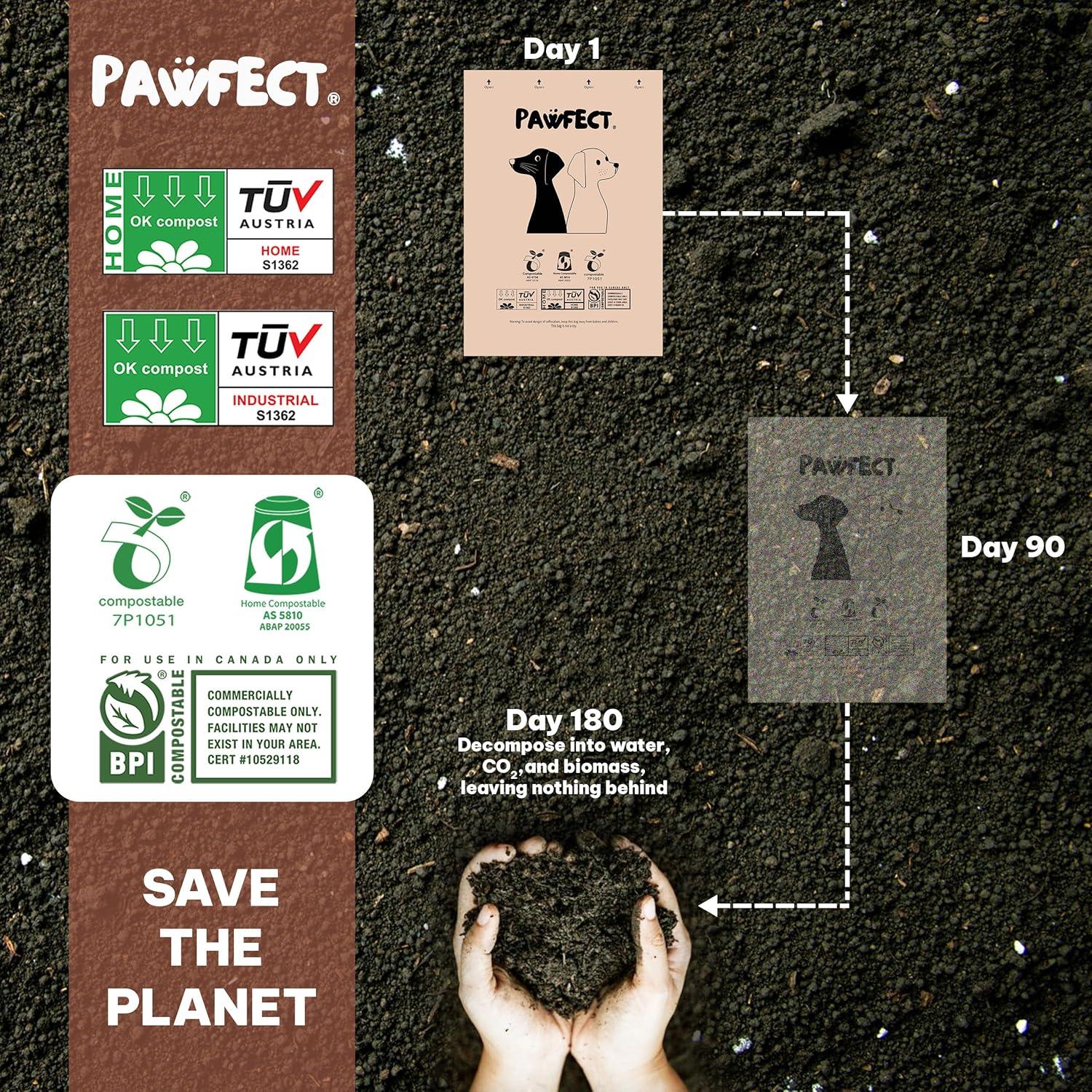 Bolsas de Poop Biodegradables Pawfect - 240 Cuentas Grandes