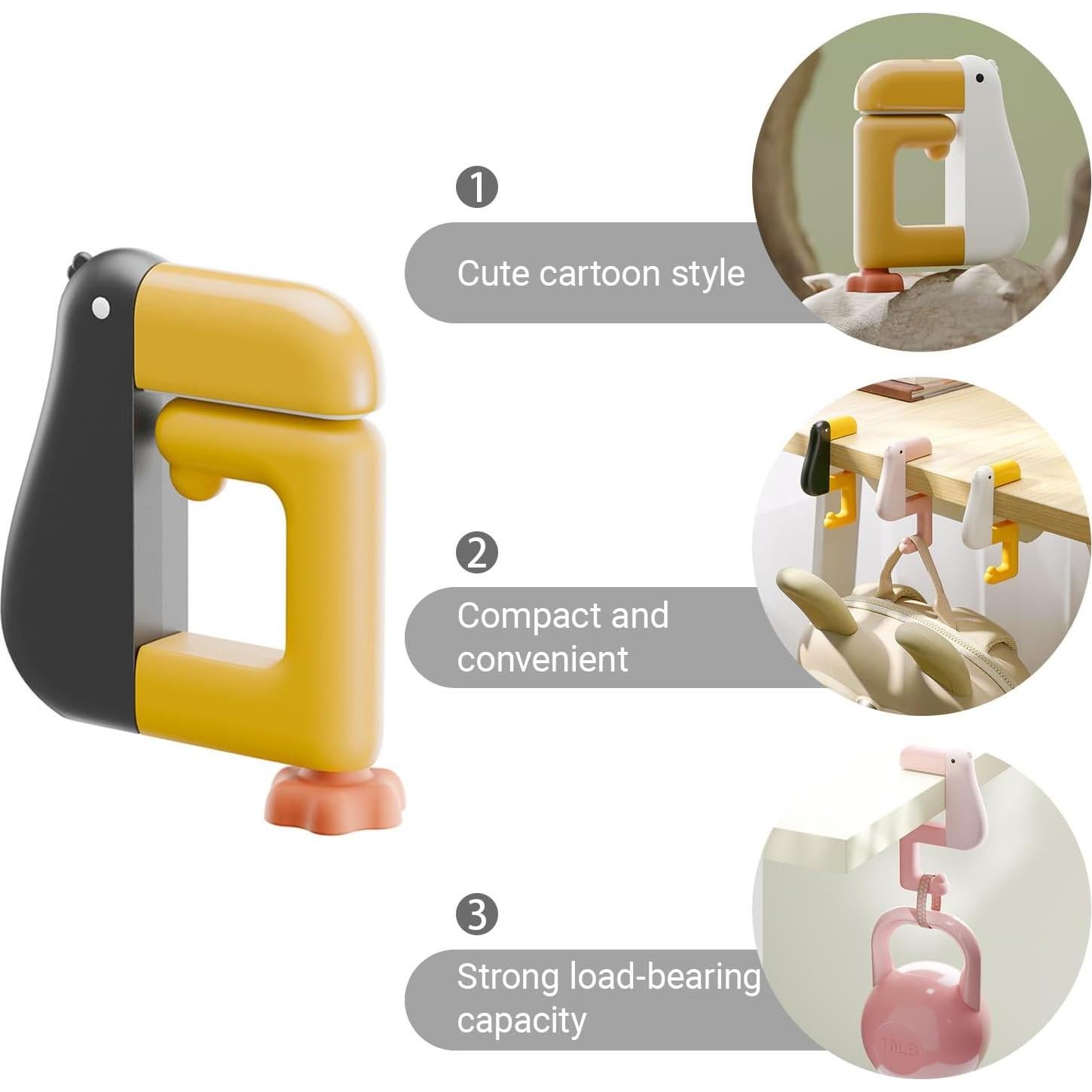 Gancho de Mesa Plegable Swicado HOK Antideslizante 3 Ganchos