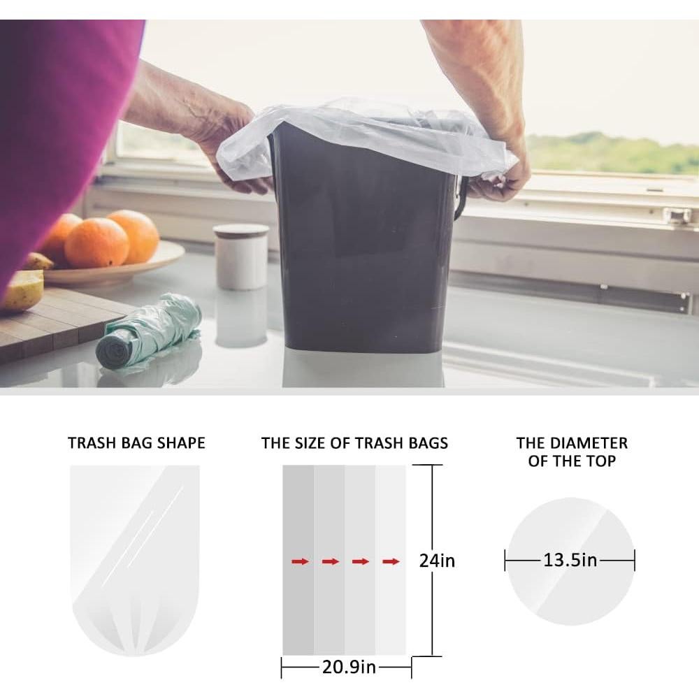 Bolsas de Basura Teivio 6 Galones 100 Cuentas Transparentes