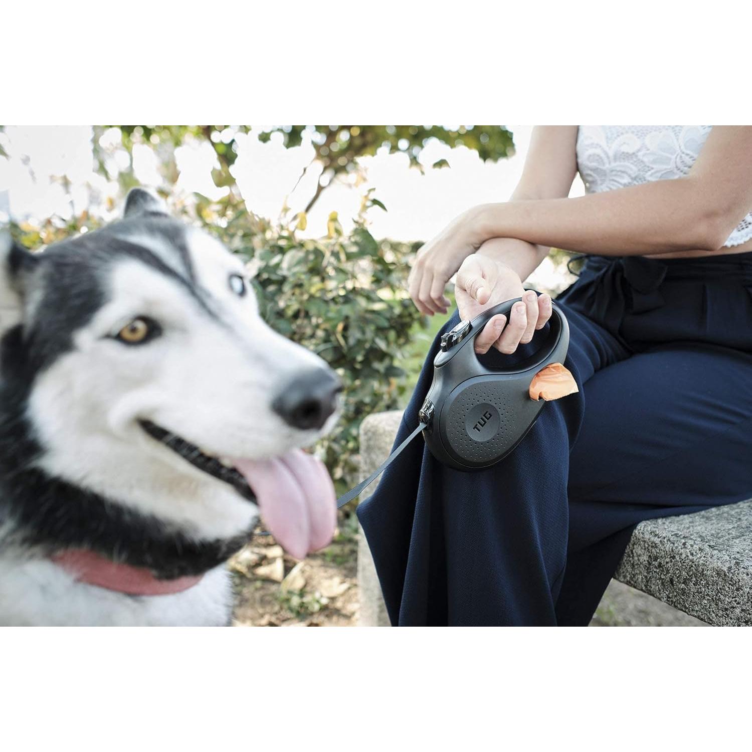 Correa Retráctil TUG Grande 4.88m Negro con Dispensador