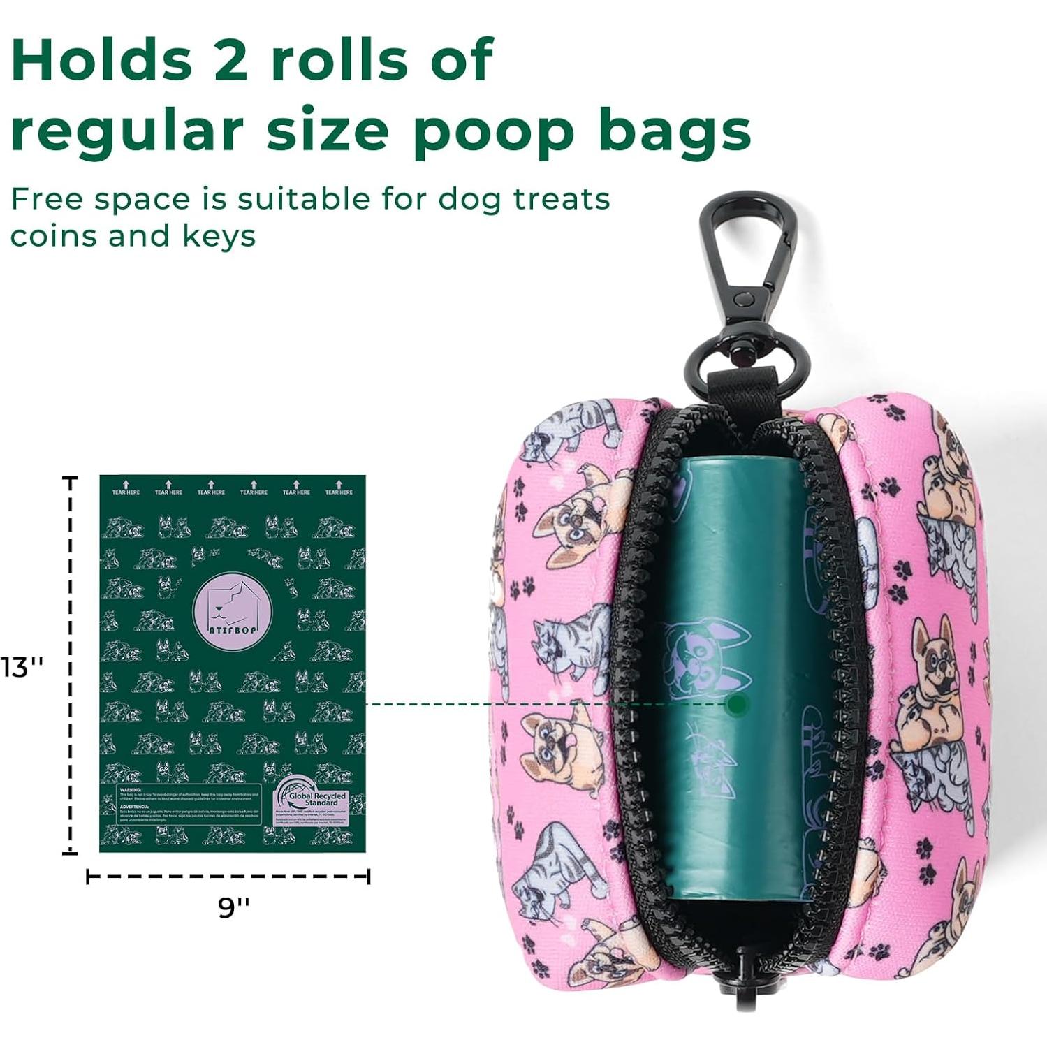 Dispensador de Bolsas de Excremento ATIFBOP Rosa con 30 Bolsas