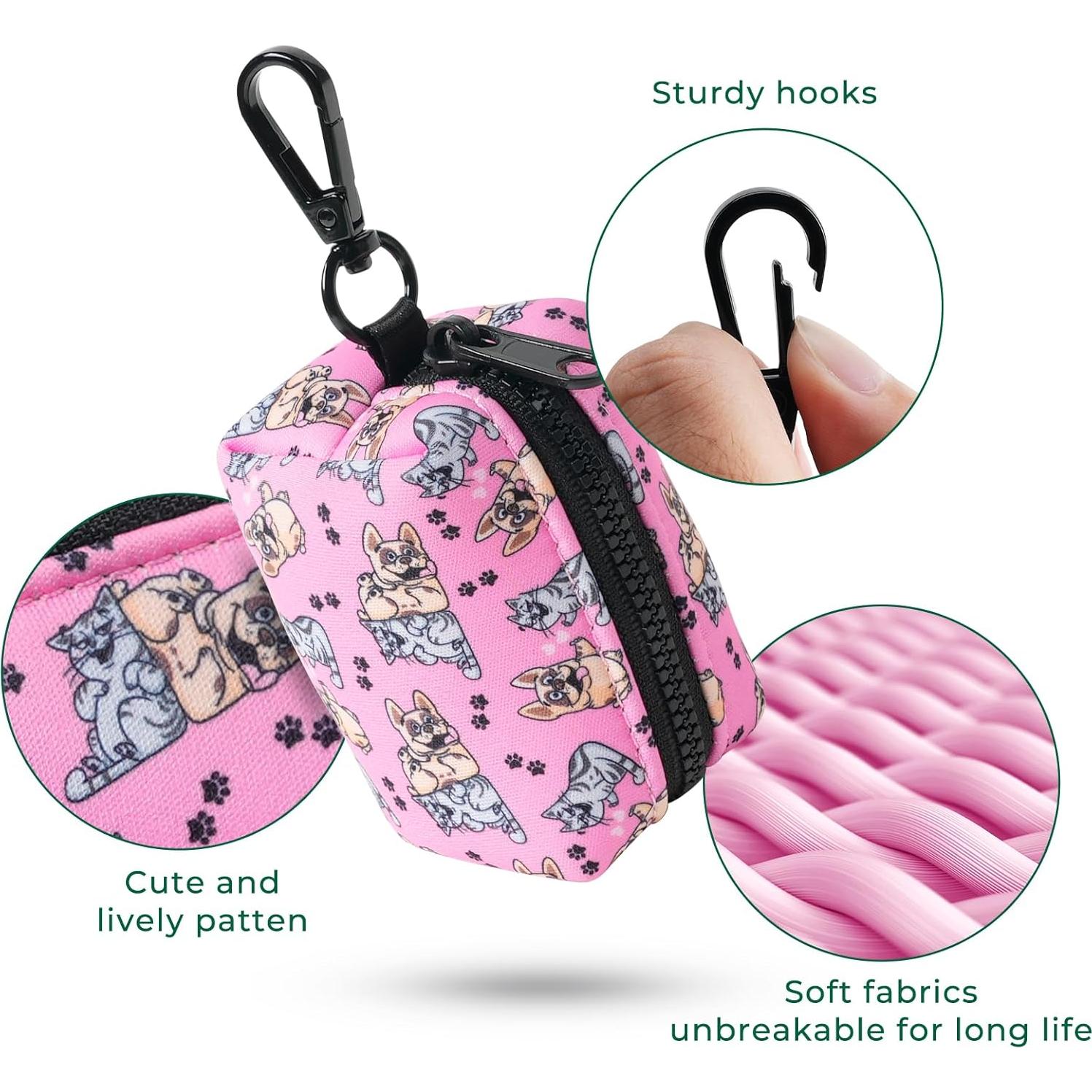 Dispensador de Bolsas de Excremento ATIFBOP Rosa con 30 Bolsas