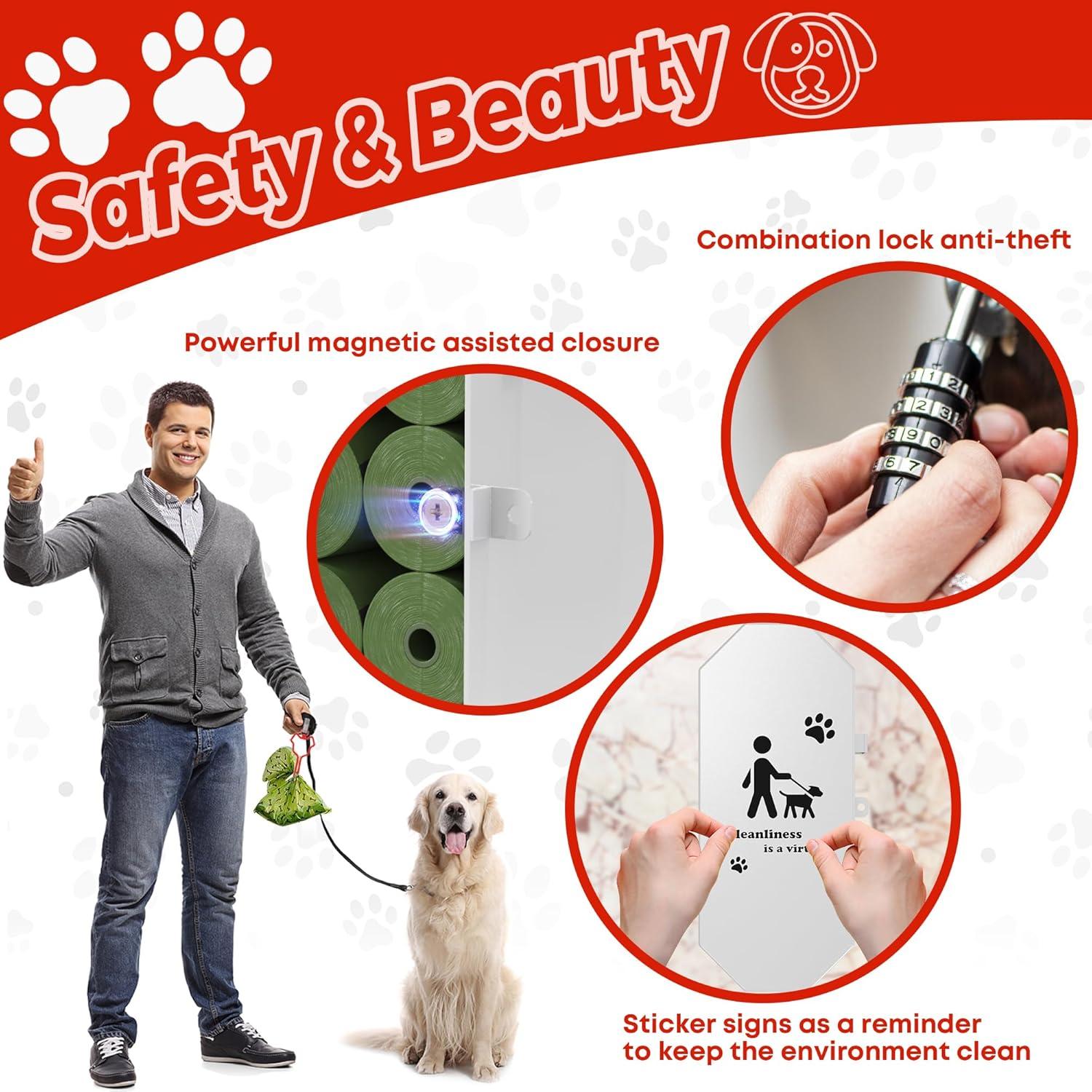 Dispensador de bolsas para excremento de perro Numeroustar, metal, 8 rollos