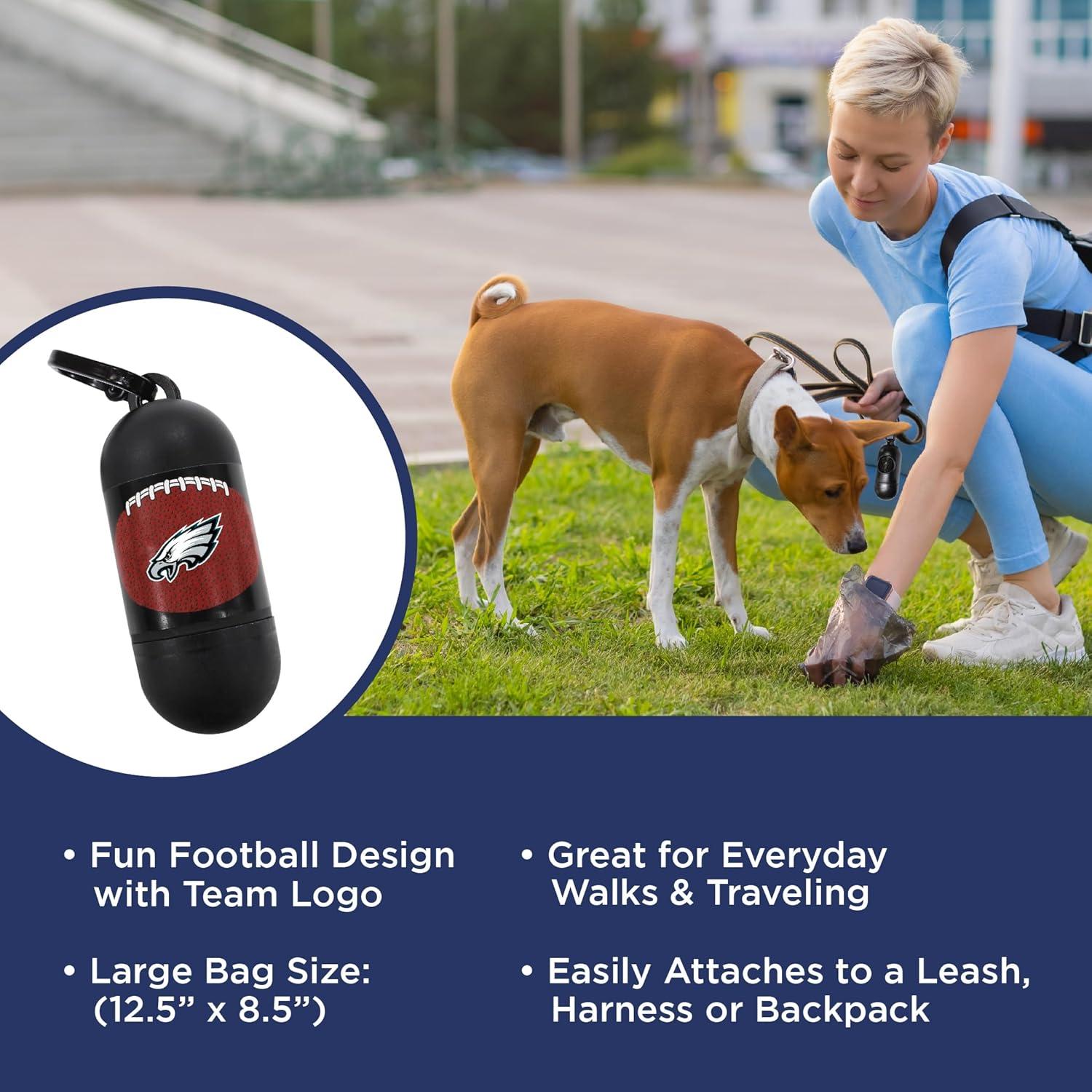 Dispensador de bolsas de desechos para perros Pets First NFL Filadelfia Eagles con 15 bolsas
