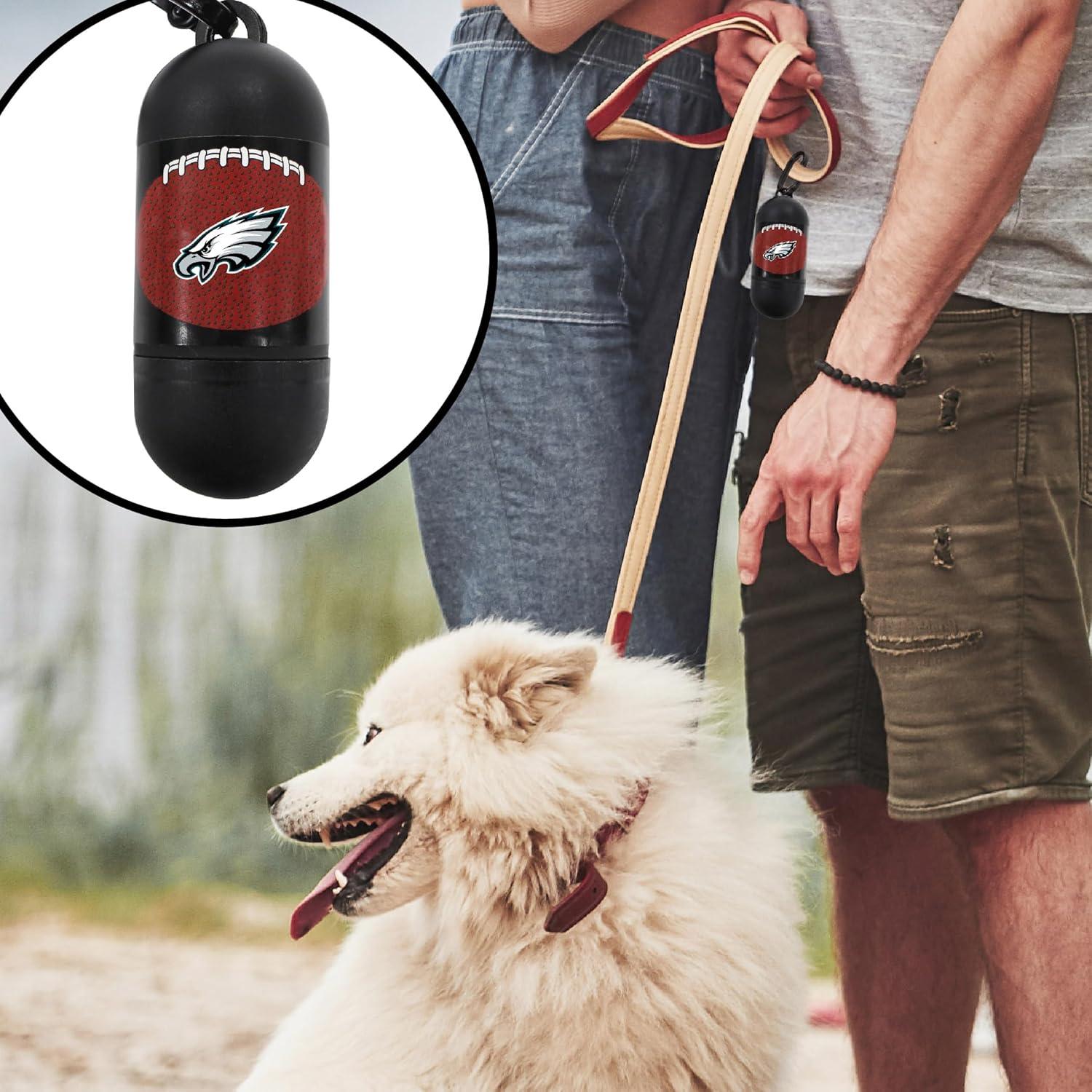 Dispensador de bolsas de desechos para perros Pets First NFL Filadelfia Eagles con 15 bolsas