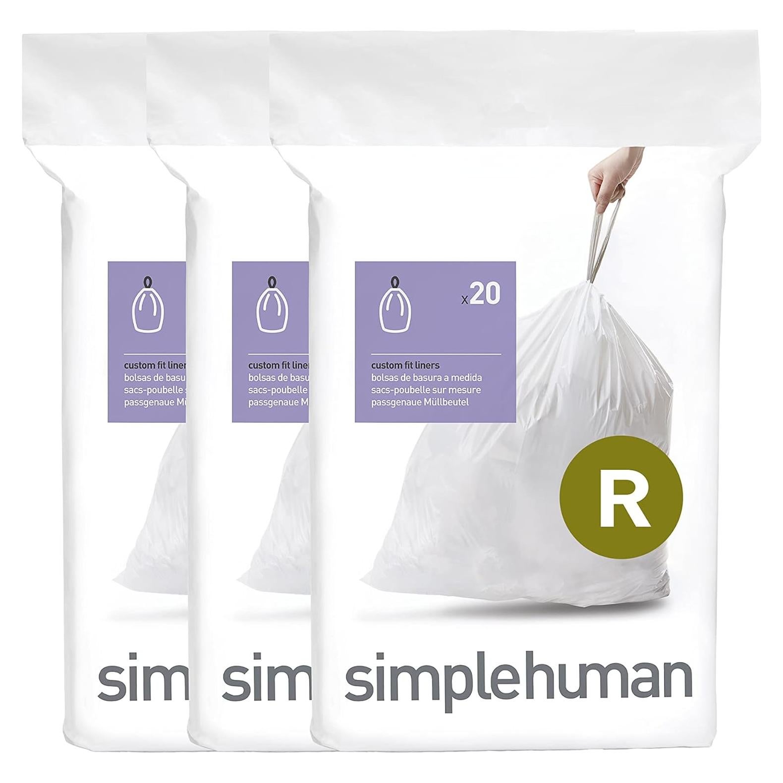 Bolsas de Basura simplehuman Cód. R 10L 60 Contador Blancas