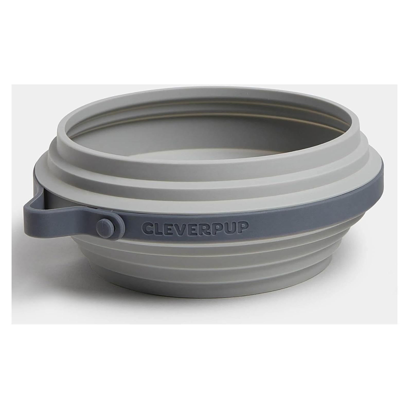 Tazón Colapsable Grande Cleverpup - Silicona 4 Tazas Gris