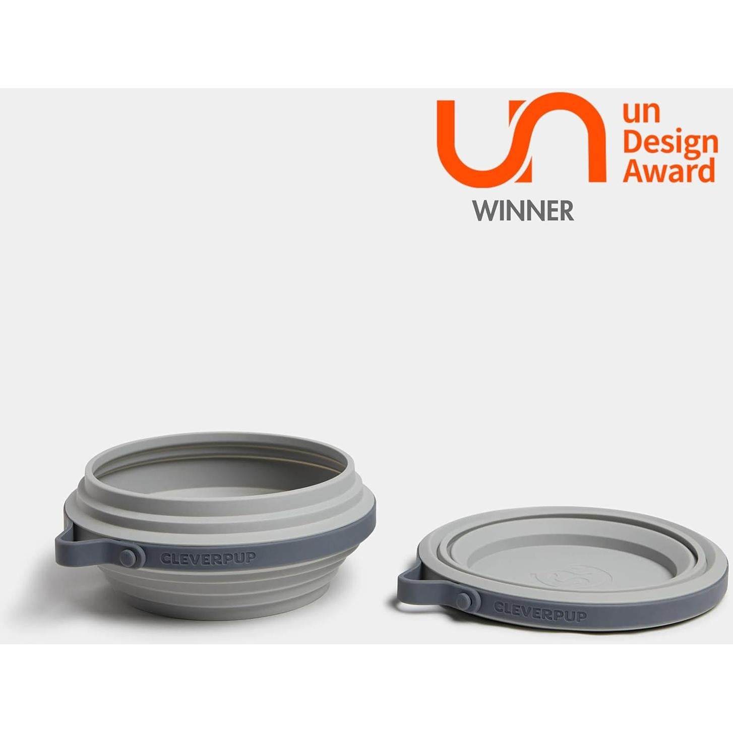 Tazón Colapsable Grande Cleverpup - Silicona 4 Tazas Gris