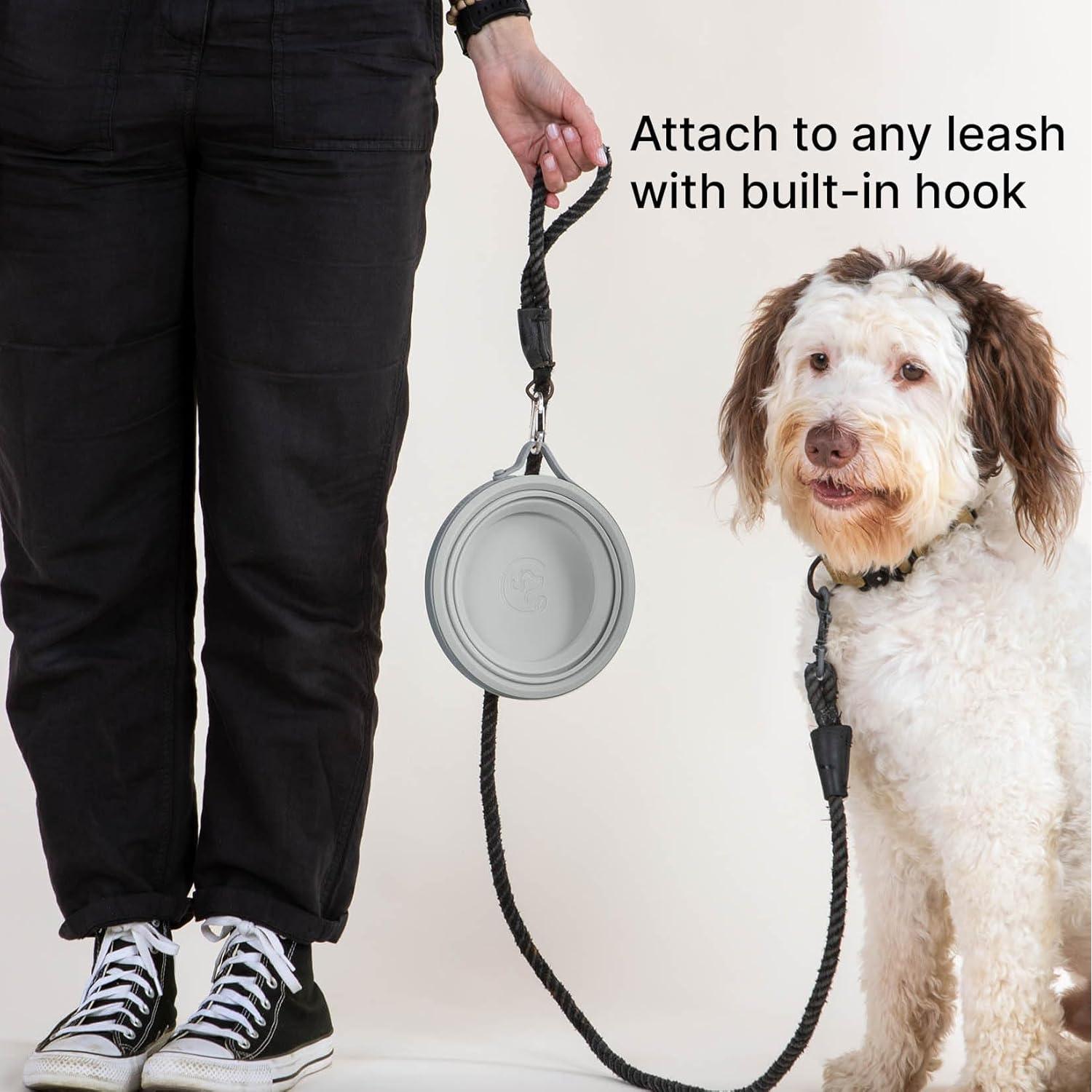 Tazón Colapsable Grande Cleverpup - Silicona 4 Tazas Gris