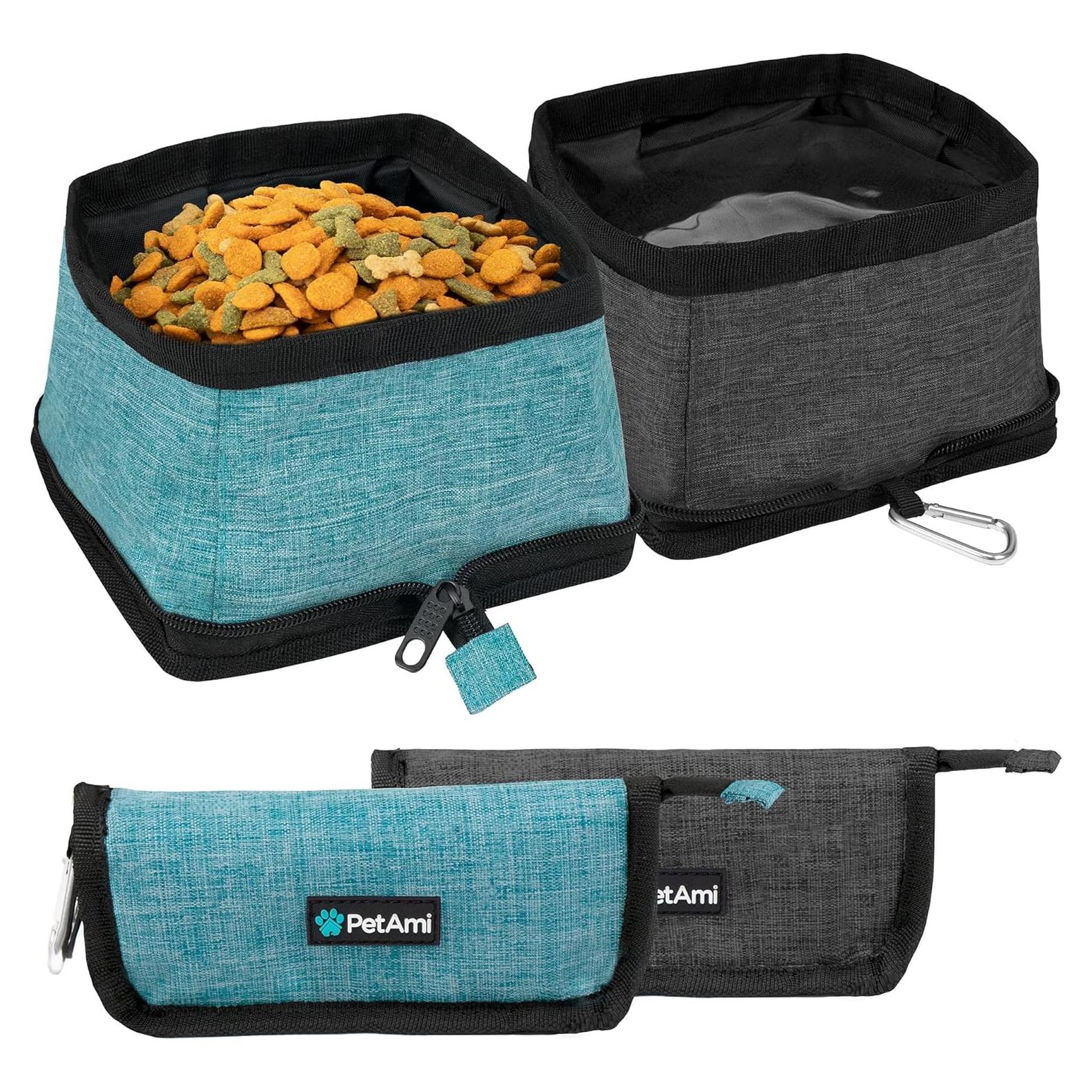 Tazones Colapsables para Perros PetAmi 2 Pack Azul 3.5L