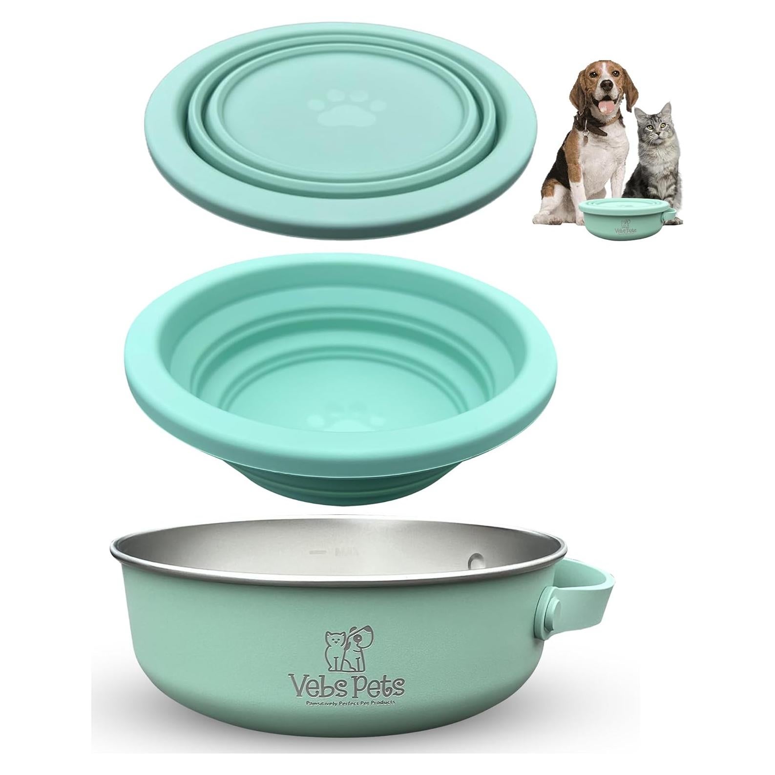 Tazón de Acero Inoxidable Vebs Pets 0.88 L Antideslizante Jade