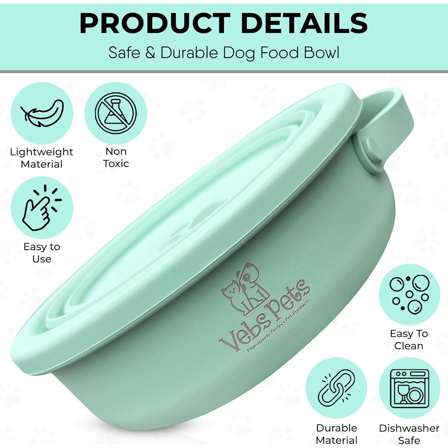 Tazón de Acero Inoxidable Vebs Pets 0.88 L Antideslizante Jade
