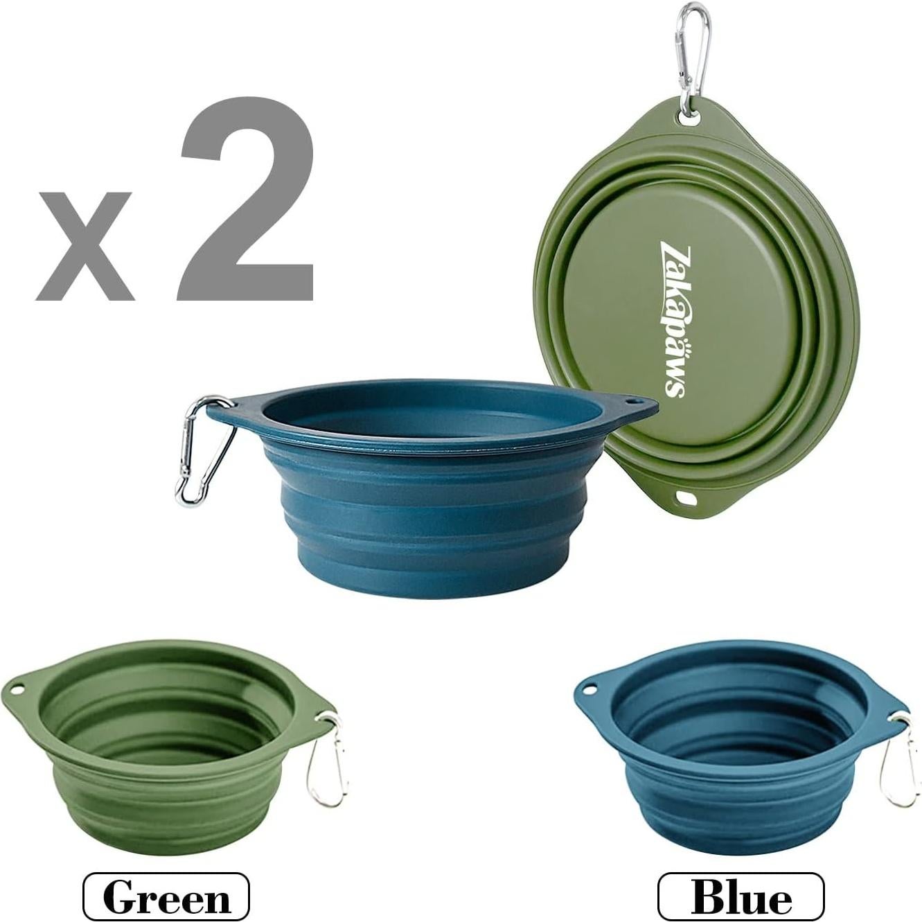 Tazón de Viaje Plegable ZAKAPAWS para Perros - 2 Unidades