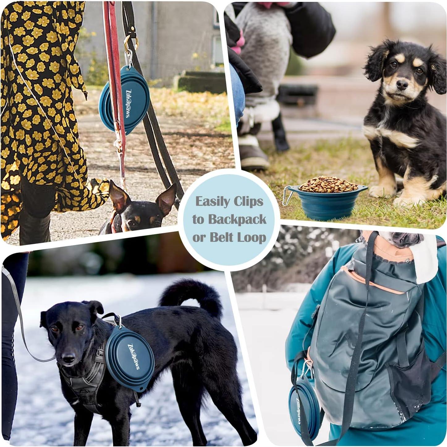 Tazón de Viaje Plegable ZAKAPAWS para Perros - 2 Unidades