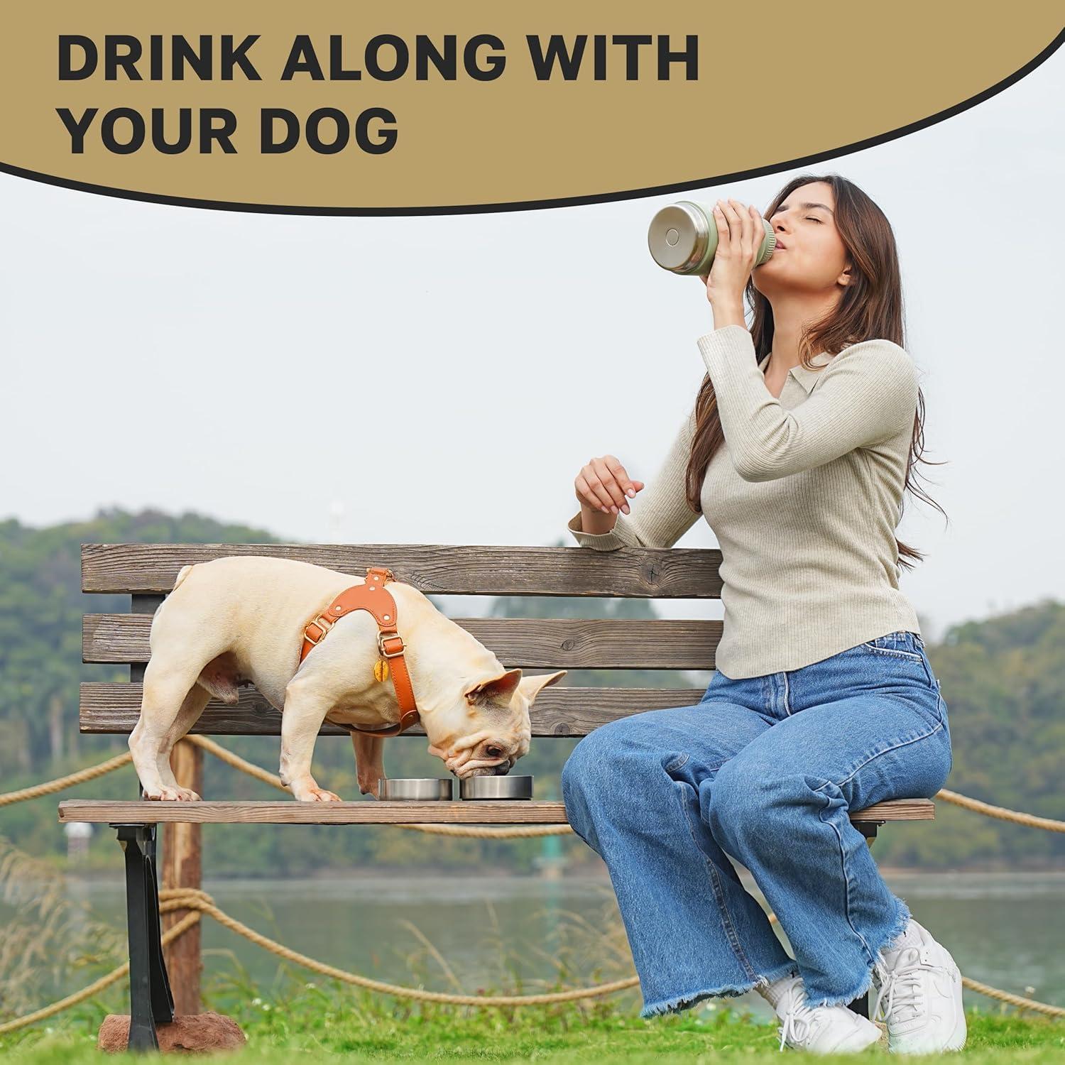 Botella de Agua Portátil 3-en-1 Tail Wagging Love 32oz