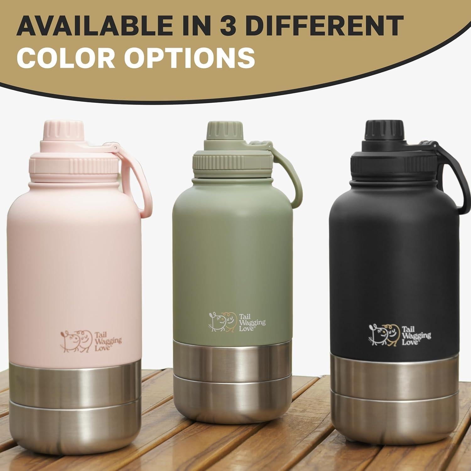 Botella de Agua Portátil 3-en-1 Tail Wagging Love 32oz