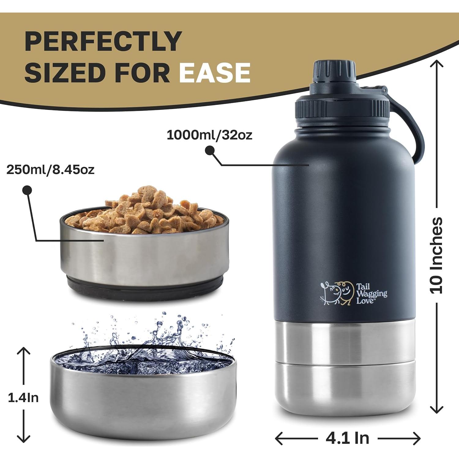 Botella de Agua Portátil 3-en-1 Tail Wagging Love 32oz