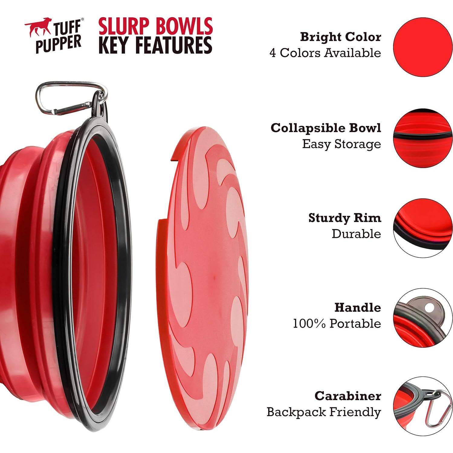 Cuenco Plegable para Perros Tuff Pupper XL 1.77L Rojo