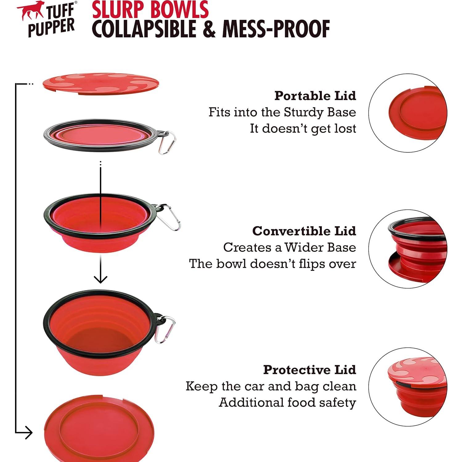 Cuenco Plegable para Perros Tuff Pupper XL 1.77L Rojo