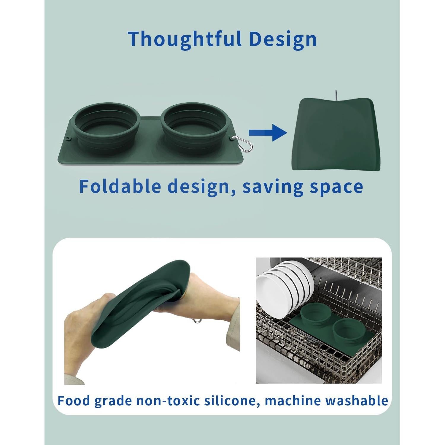 Cuenco Plegable 2-en-1 para Perros LPFLASAT - Silicona Antideslizante