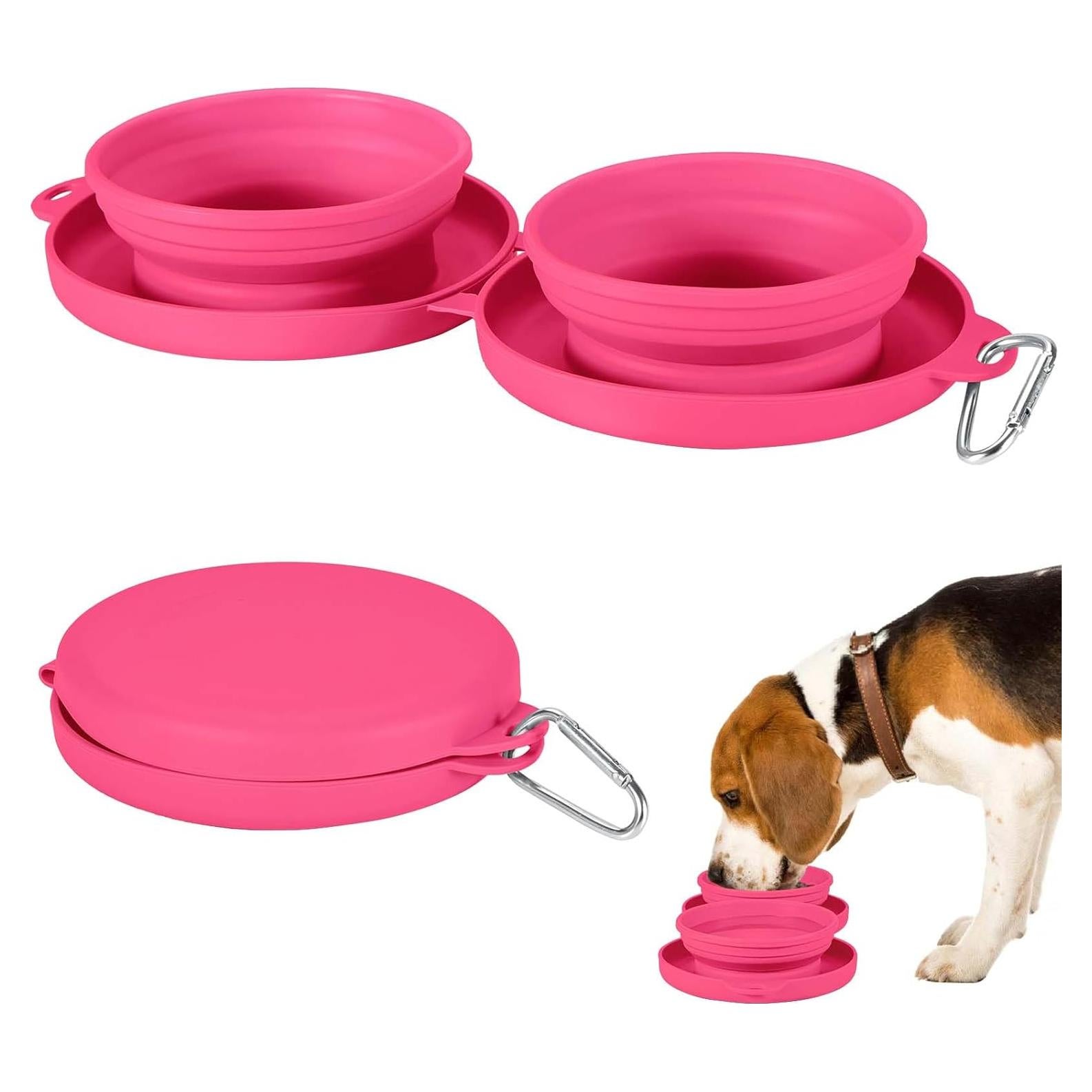 Cuenco Plegable 2 en 1 para Perros y Gatos Rosa 300ml