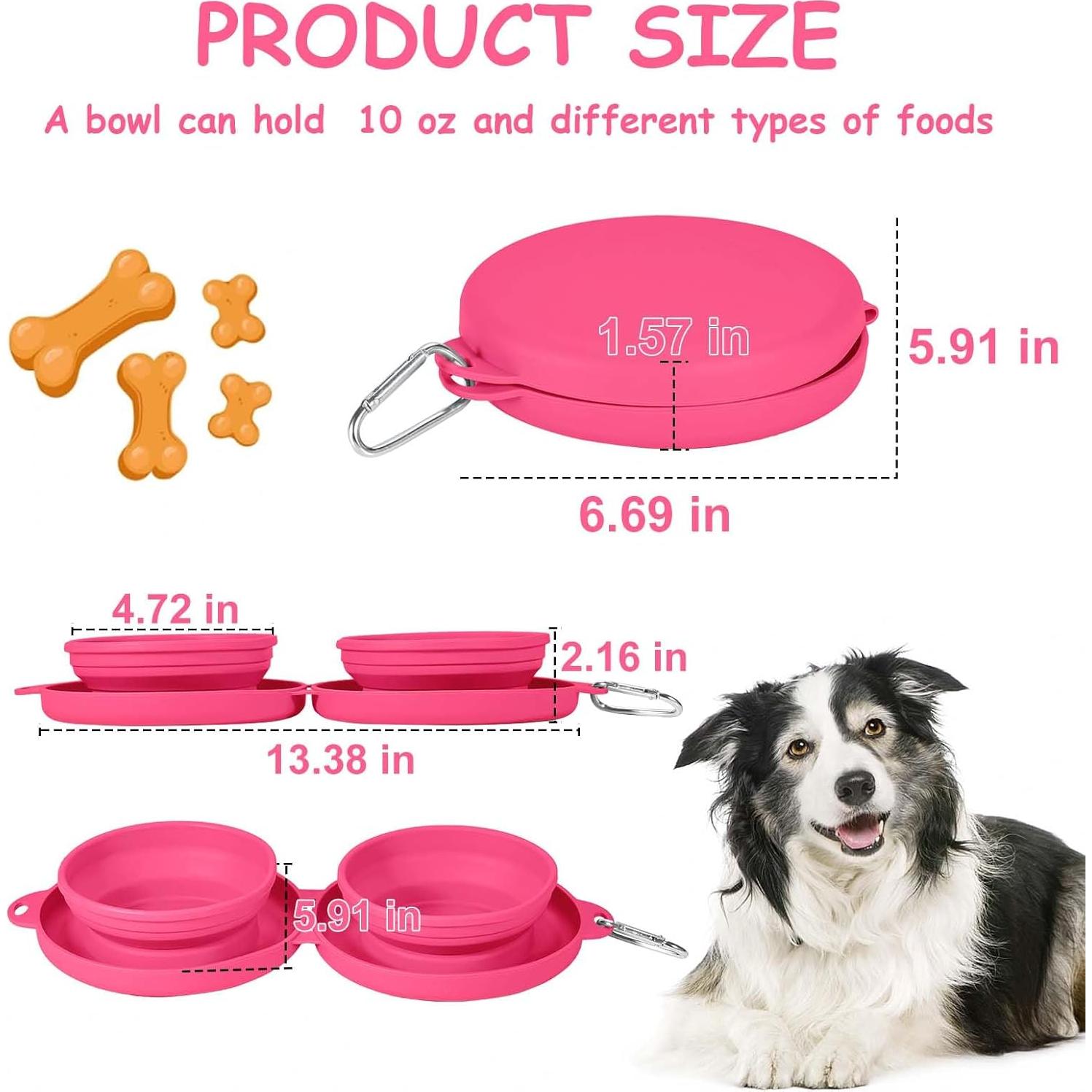 Cuenco Plegable 2 en 1 para Perros y Gatos Rosa 300ml