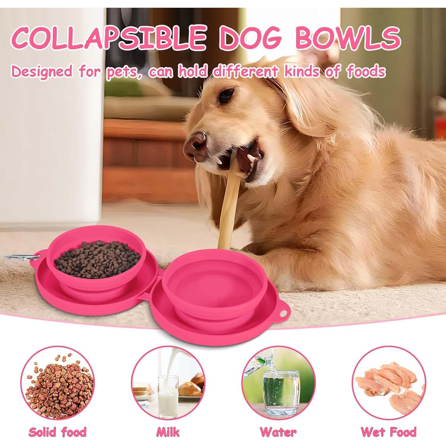 Cuenco Plegable 2 en 1 para Perros y Gatos Rosa 300ml