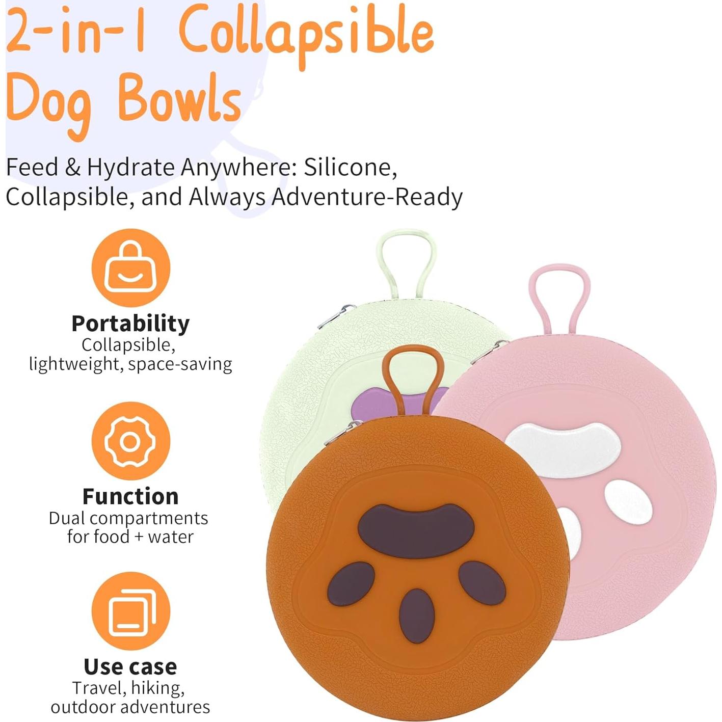 Cuenco Doble Plegable PawSailor 25oz para Mascotas Marrón